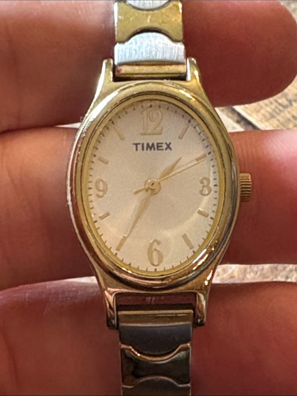 Timex Two-Tone Gold and Silver Women's Oval Analog Watch
